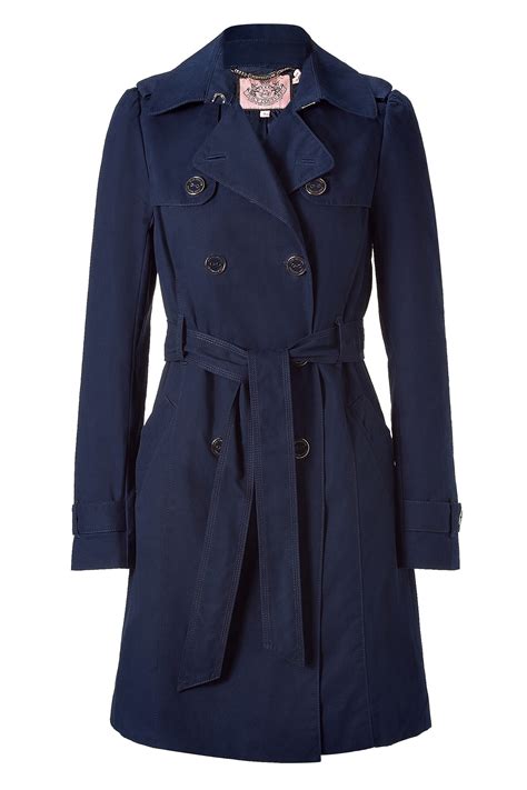 Juicy Couture Royal Blue Cotton Twill Trench Coat In Blue Lyst