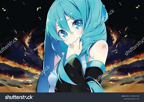 Sad Anime Girl Blue Eyes Hair Ilustrações Stock 2139907339 Shutterstock