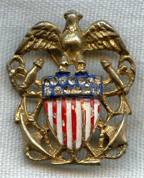 Wwii Us Navy Sweetheart Pin With Rhinestones Flying Tiger Antiques