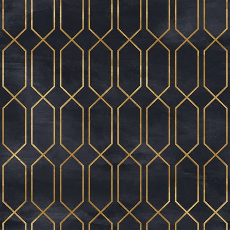 Art Deco Geometric Black Gold Wallpaper Removable Peel And Etsy