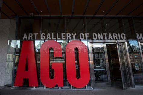 Art Gallery Of Ontario Entrance With Its Iconic Ago Sign Editorial