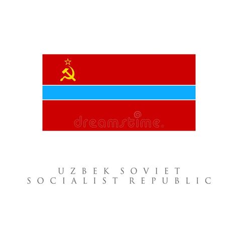 Uzbek Soviet Socialist Republic Flag Isolated On White Background