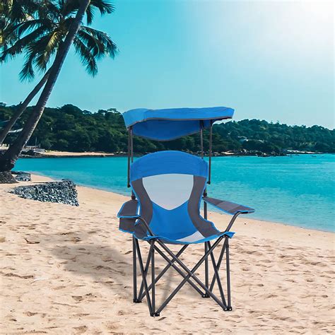 Buy Lets Camp Camp Chair With Shade Canopy Folding Camping Chair With Cup Holder And Carry Bag