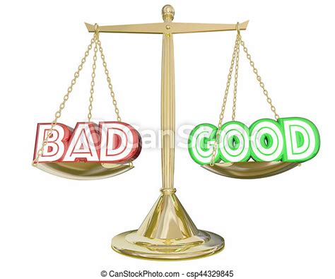 Good Vs Bad Scale Weighing Positive Negative Choices 3d Illustration