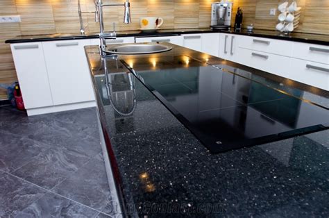 India Black Galaxy Granite Kitchen Countertop From Bosnia And