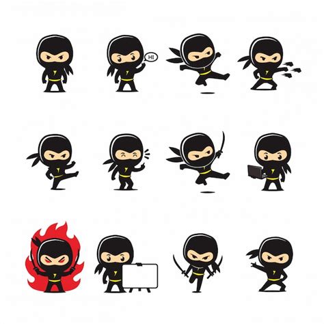 Premium Vector Cute Ninja In Action Vector Cartoon