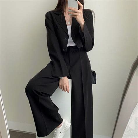 Dress Suit Y K Aesthetic Outfits Kimotimo Women Solid Two Piece Sets