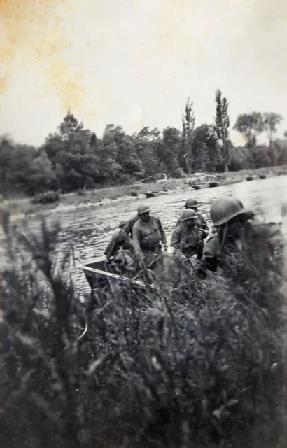 Vintage Wwii Soldiers Crossing Danube And Warning Note Snapshot