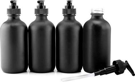 Cornucopia Brands Black Coated 8 Ounce Glass Pump Bottles 4 Pack