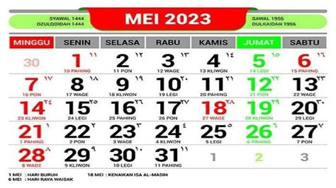 Kalendar Jawa Besok 13 Mei 2023 Watak Weton Sabtu Wage Tidak Suka