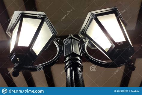 Old Street Lights In The Dark Background Vintage Lamps Stock Image