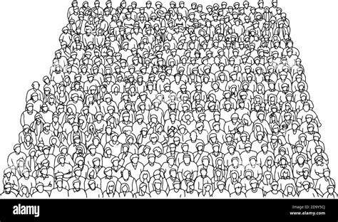 Crowd Of People On Stadium Vector Illustration Sketch Doodle Hand Drawn