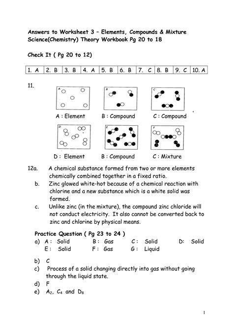 17 Elements Compounds And Mixtures Worksheet Answer Key