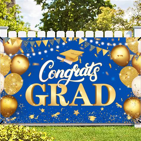 Buy Xtralarge Congrats Grad Banner 72x44 Inch Blue And Gold