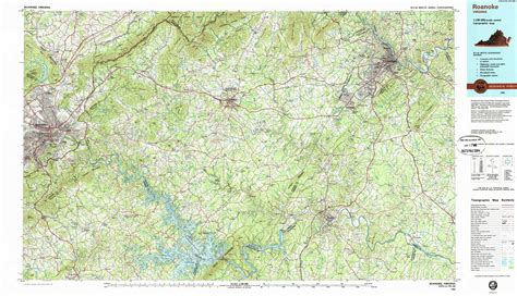 Roanoke Topographical Map 1100000 Virginia Usa
