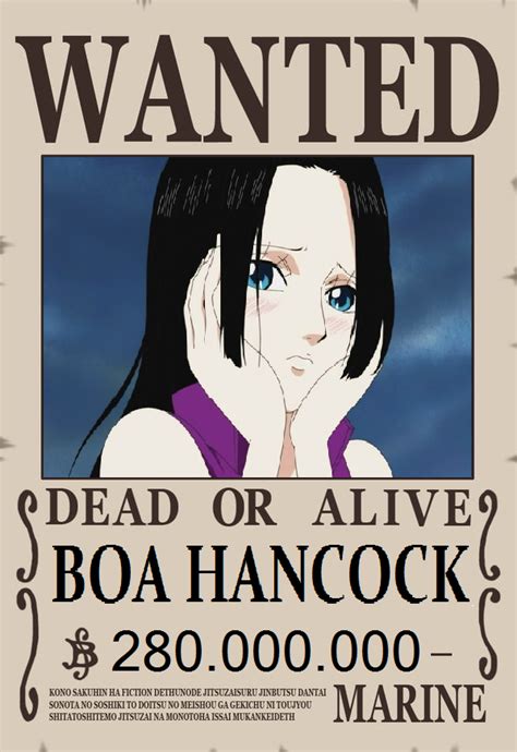 One piece portrait poster classic anime catoon wall sticker horizontal version of decorative painting 50x35cm. Boa Hancock's new wanted poster by KallyxMansion55 on ...