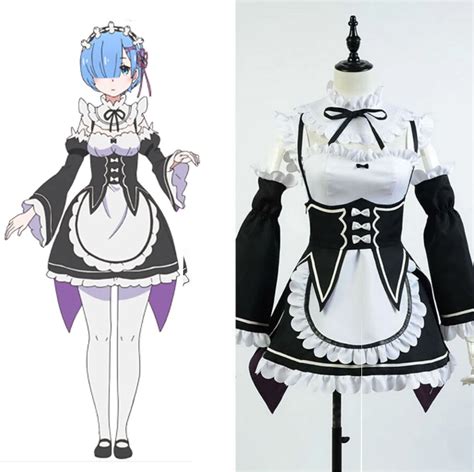 re zero kara hajimeru isekai seikatsu rem ram uniforme cosplay maid costume robe anime cartoon