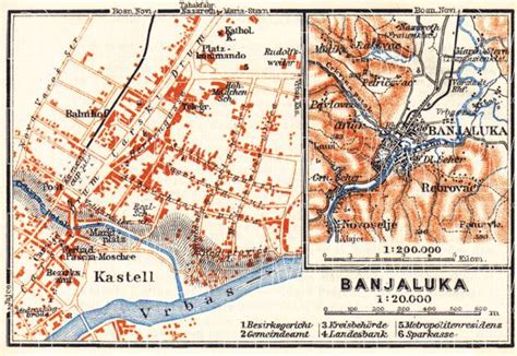 Old Map Of Banjaluka In 1911 Buy Vintage Map Replica Poster Print Or