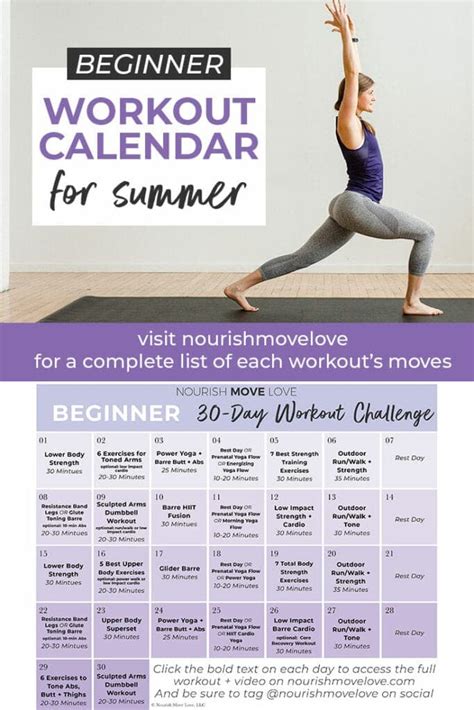 Beginner Workout Plan Day Workout Calendar Nourish