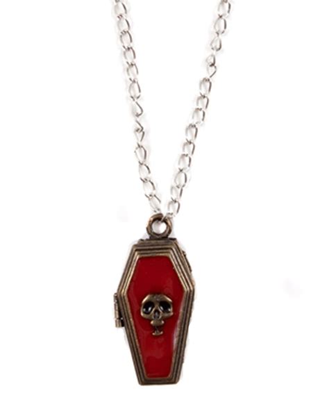 Gothic Skull Coffin Poison Locket Pendant Necklace Message Box Vampire