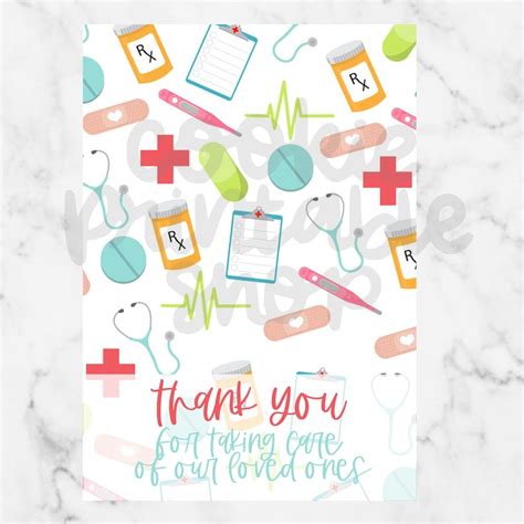 Thank You For Taking Care Of Our Loved Ones Printable Card Etsy