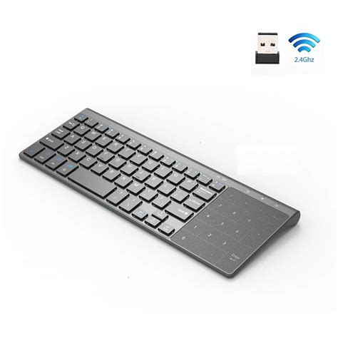 Slim 24g Wireless Keyboard With Touchpad Mouse Number Numeric Usb