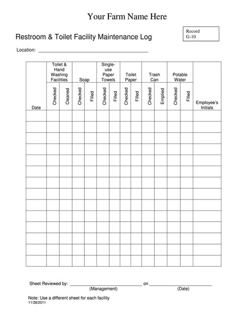 Free Printable Restroom Cleaning Log Customize And Print