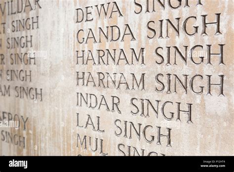 Names Of Indian Sikh Soldiers On The Walls Of The Menin Gate Memorial