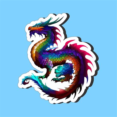 Premium Vector Fantasy Colorful Dragon Mascot Sticker Design For Print On Demand