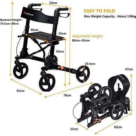 COSTWAY Lightweight Folding Rollator Walker With Seat Dual Safety