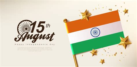 independence day india celebration banner with realistic gold star 3000847 vector art at vecteezy