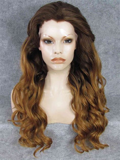 Synthetic Wigs Long Wavy Brown To Dark Blonde 26 Lace Front Wigs