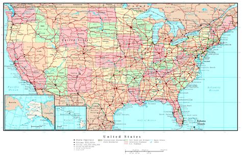 Large detailed political and road map of the USA. The USA large detailed political and road map ...