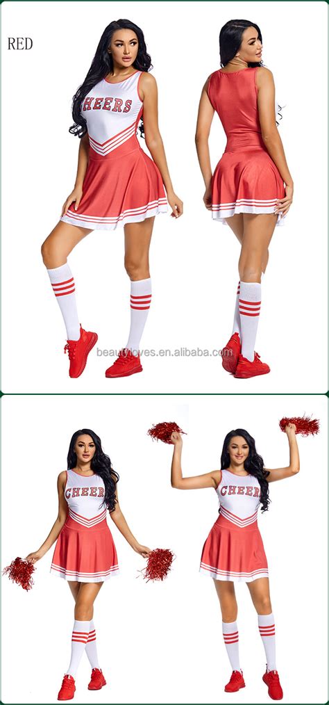 Womens Sexy Cheerleading Clothing Cheering Squad Uniform Costumes Sleeveless Sexy Dress Mini
