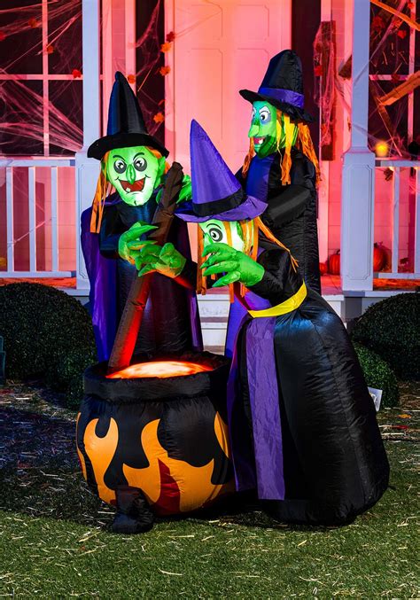 6 Foot Cauldron And Witches Inflatable Decoration