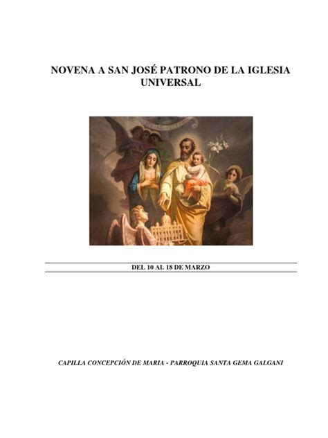 Novena A San Jose Patrono De La Iglesia Universal Pdf María Madre
