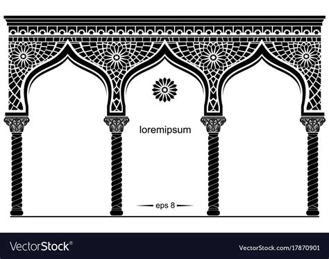 Silhouette Arched Eastern Facade Royalty Free Vector Image