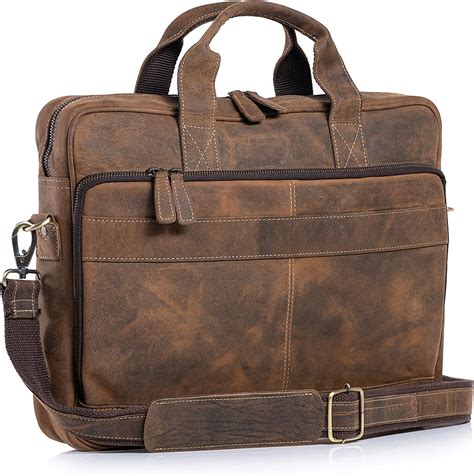 Komalc 16 Inch Leather Briefcases Laptop Messenger Bags For Men And Women Best Office School