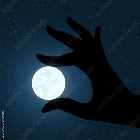 Vector Hand Holding The Moon Stock Image And Royalty Free Vector