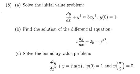 solved 8 a solve the initial value problem dy dx y 2