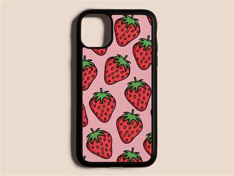 Strawberry Phone Case Strawberry Print Cartoon Strawberry Etsy