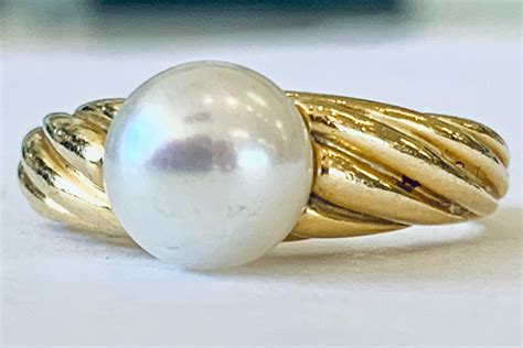 Mikimoto Pearl Ring Vintage Engagement Ring 85mm Akoya Pearl Etsy