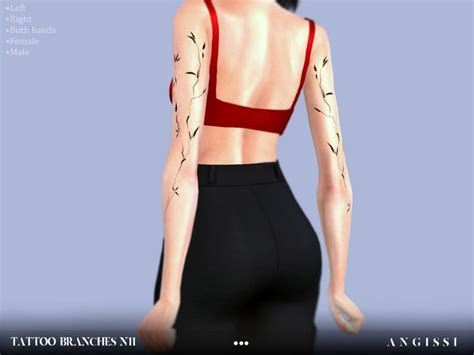 Angissis Tattoo Branches N11 Sims 4 Tattoos Two Piece Skirt Set