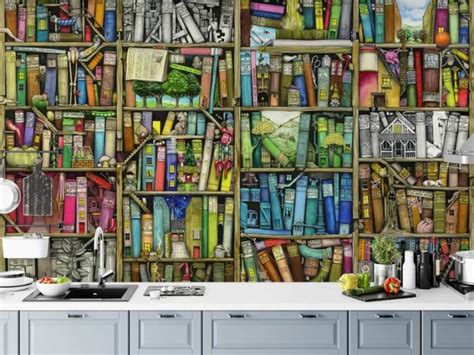 Bookcase Wallpaper And Wall Murals Wallsauce Au