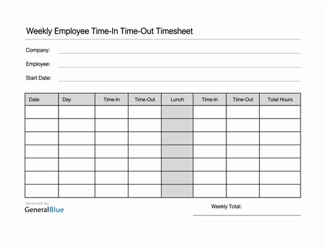 Employee Time Sheet Template Gambaran