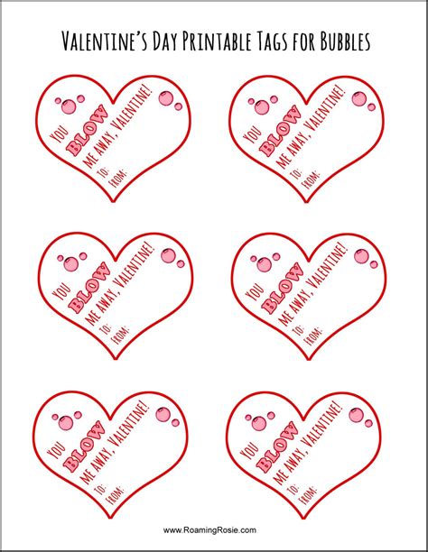 Printable Valentine Tags For Students