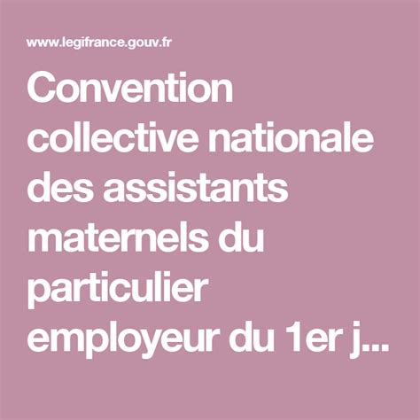 Convention Collective Nationale Des Assistants Maternels Du Particulier Employeur Du Er Juillet