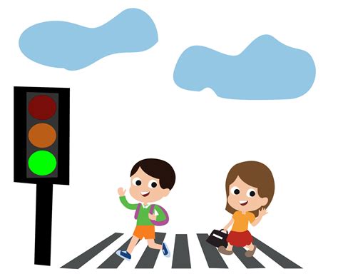 Orderly Child Crossing The Road At The Cross Road 7544768 Vector Art At