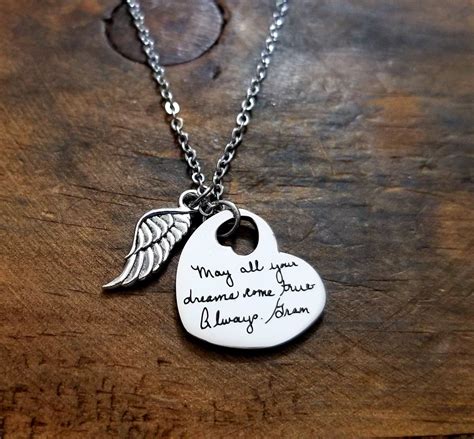 Actual Handwritten Necklace Handwriting Jewelry Engraved Etsy