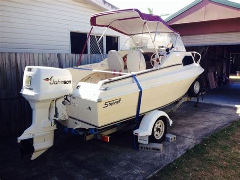 And heres a pic of a cabin on a seaswirl stripper, this is. Stejcraft Fishing Boat Half Cabin 120 V4 Johnson Power ...